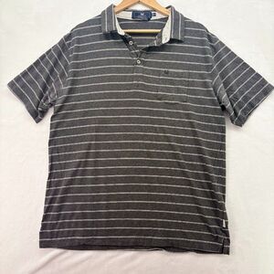Men's Size XL COAST Polo Shirt‎ Gray Striped Short Sleeve Knit Slipknot Polo